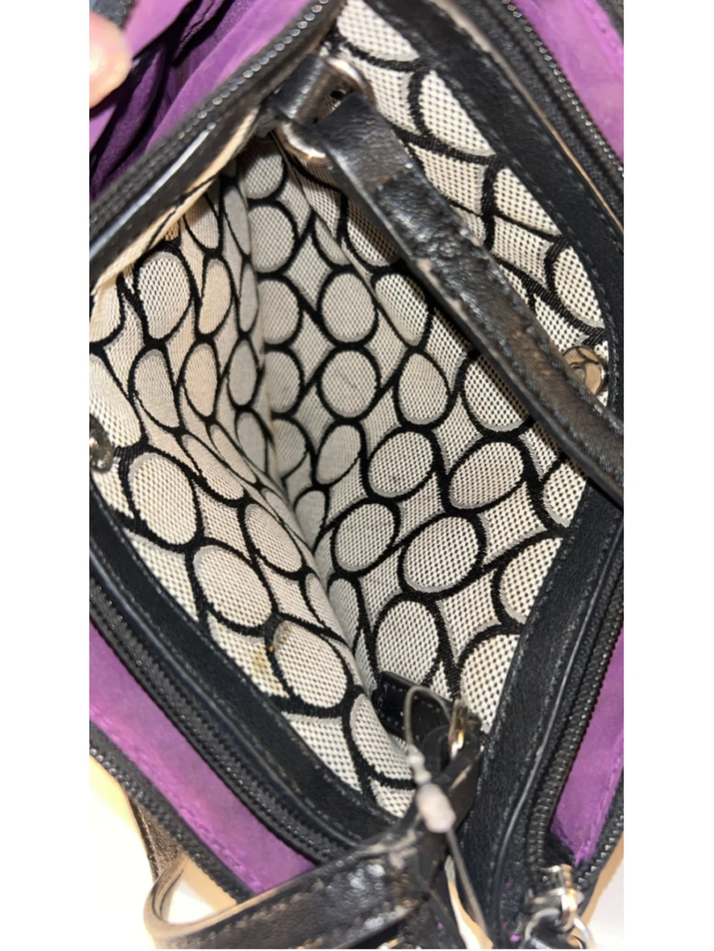 Women's Nine West Shoulder Bag One Size Black Silver Studded Patchwork